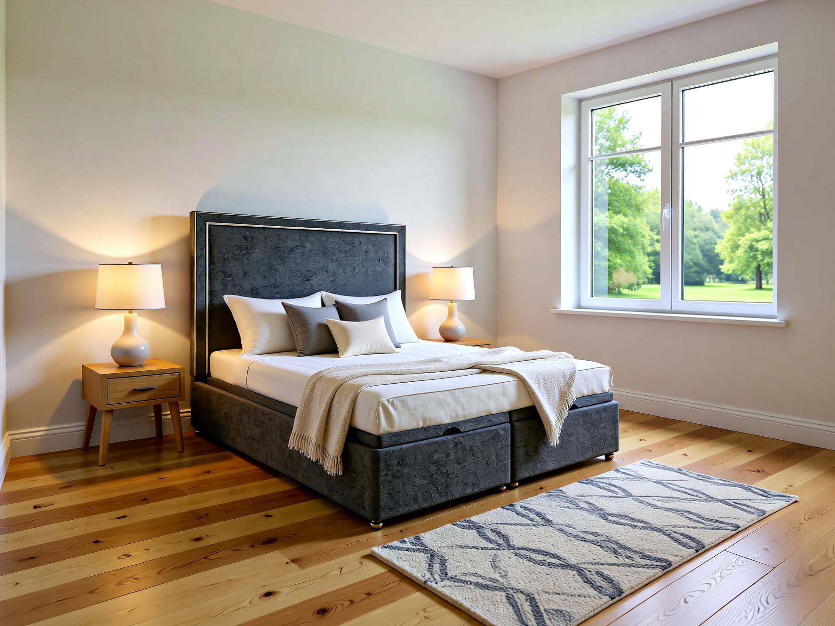 Belluna Ottoman Storage Divan Bed Set with Floor Standing Headboard | Sleep Comfi Beds - Sleepcomfibeds