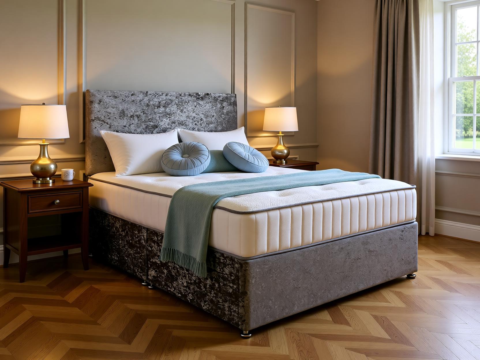 Buckingham Divan Bed Set with Matching Upholstered Headboard | Sleep Comfi Beds - Sleepcomfibeds