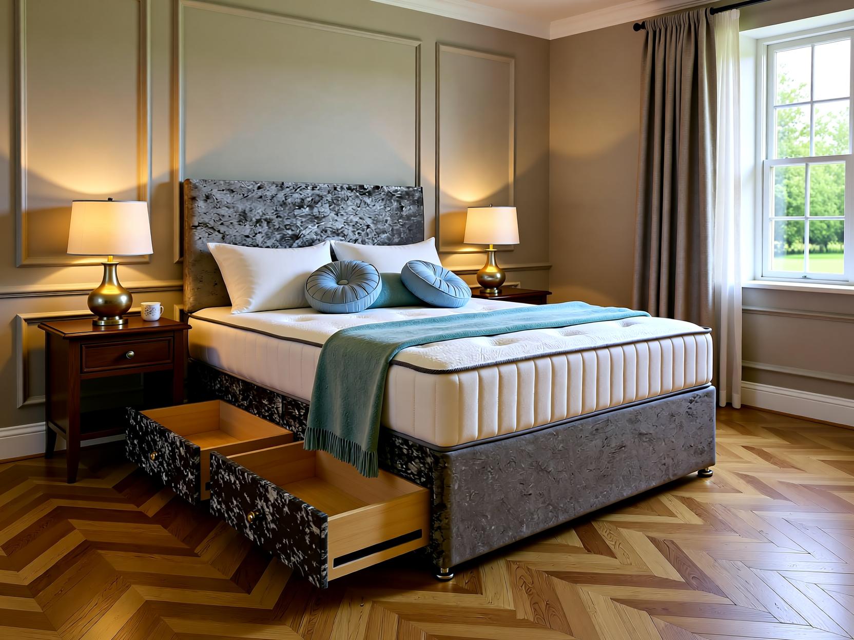 Buckingham Divan Bed Set with Matching Upholstered Headboard | Sleep Comfi Beds - Sleepcomfibeds