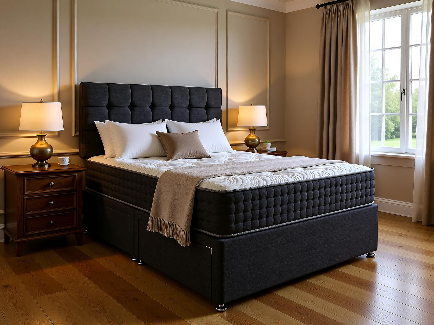 Cambridge Divan Bed Set with Button Headboard | Sleep Comfi Beds - Sleepcomfibeds