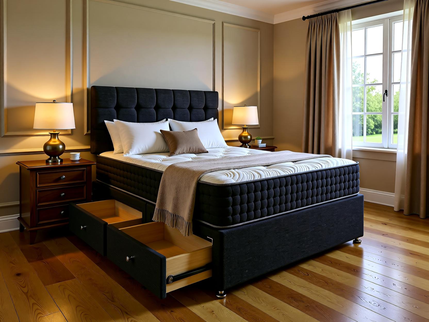 Cambridge Divan Bed Set with Button Headboard | Sleep Comfi Beds - Sleepcomfibeds