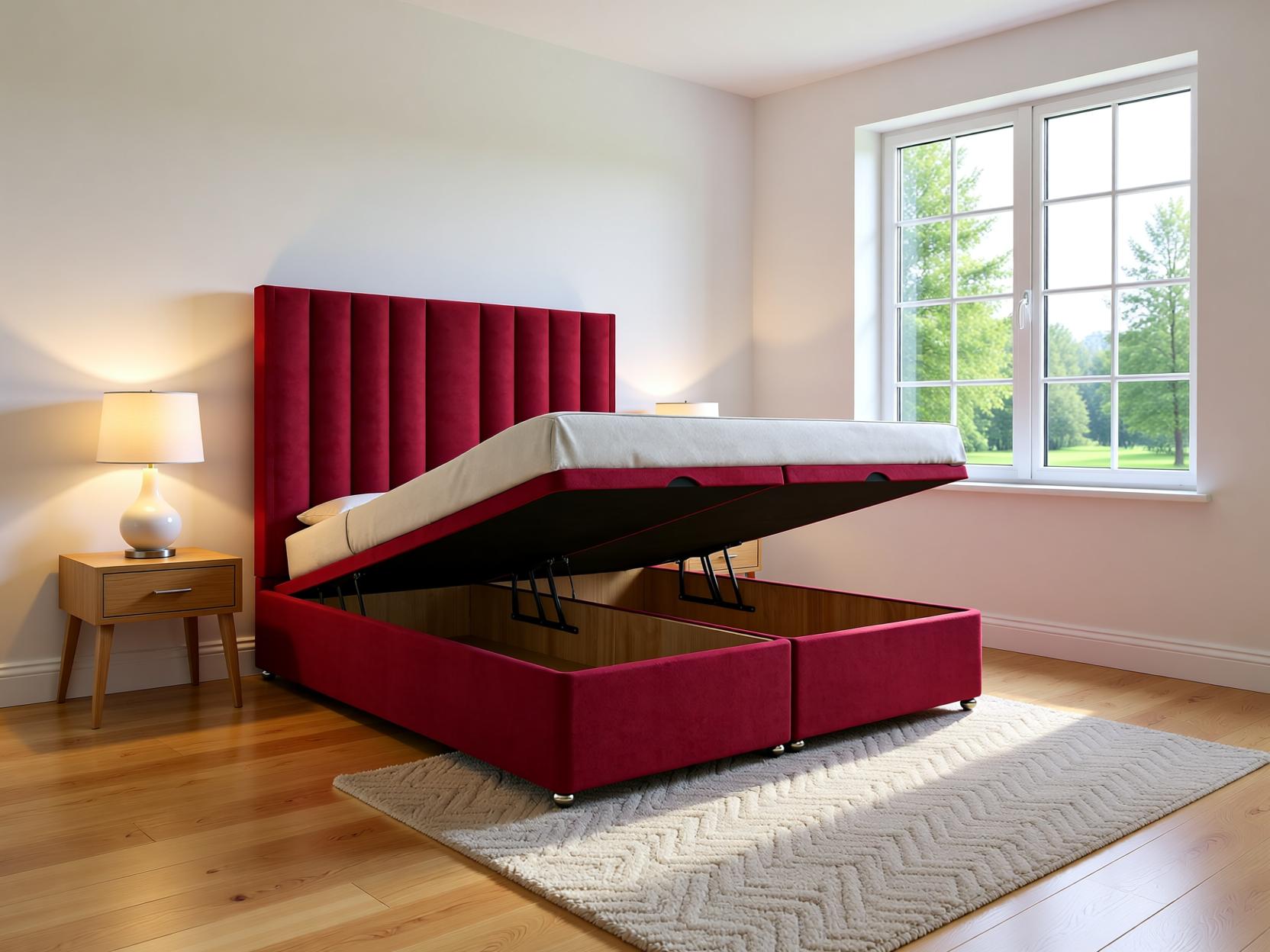 Caruso Ottoman Storage Divan Bed Set with Floor Standing Headboard | Sleep Comfi Beds - Sleepcomfibeds