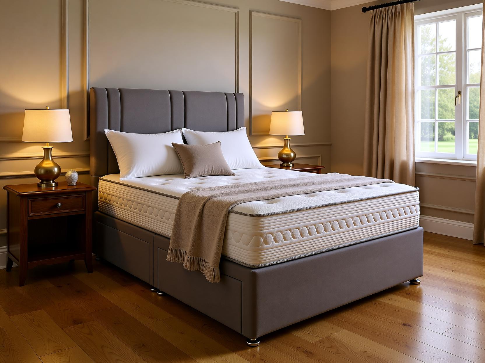 Khloe Divan Bed Set with Upholstered Headboard | Sleep Comfi Beds - Sleepcomfibeds