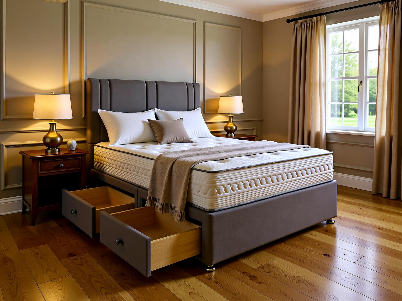 Khloe Divan Bed Set with Upholstered Headboard | Sleep Comfi Beds - Sleepcomfibeds