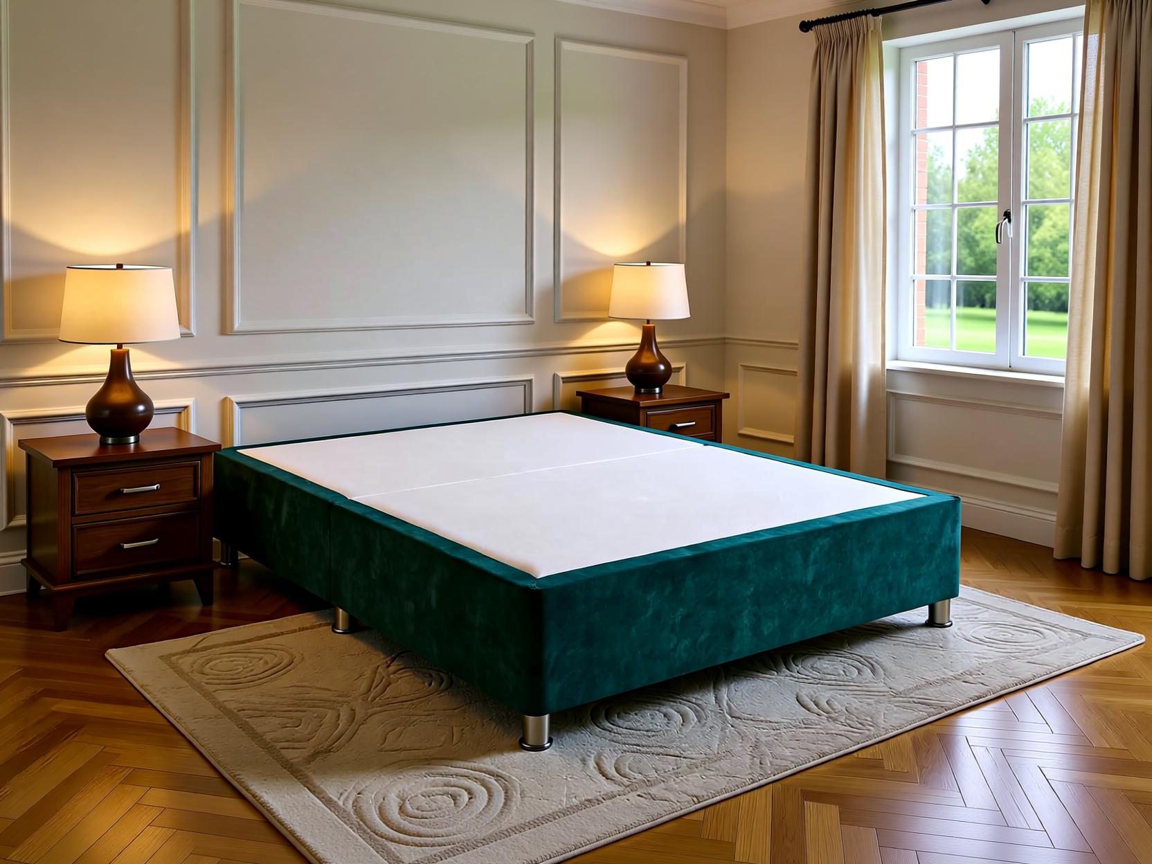 Low Divan Bed Base on Chrome Metal Legs Only | Sleep Comfi Beds - Sleepcomfibeds