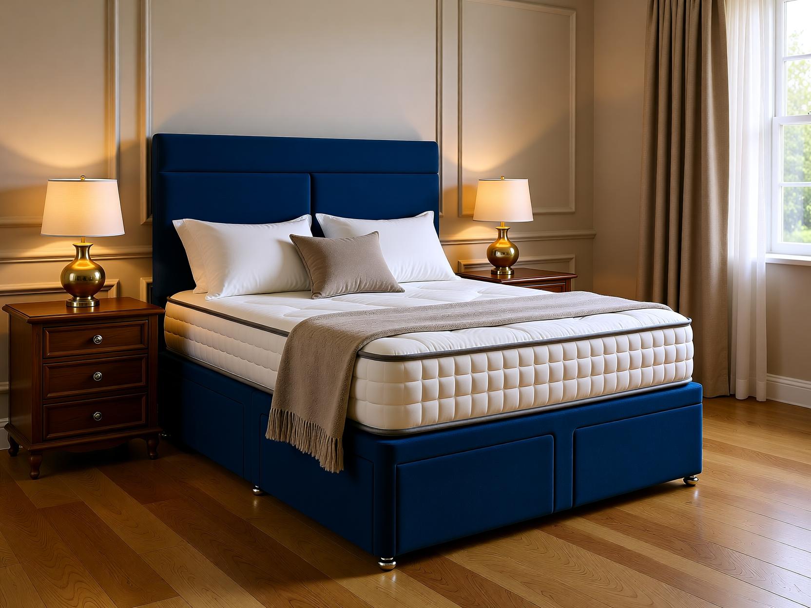 Sicily Divan Bed Set with Upholstered Headboard | Sleep Comfi Beds - Sleepcomfibeds