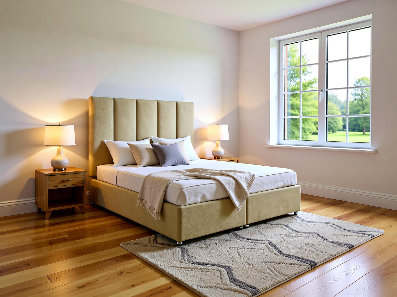 Velluto Ottoman Storage Divan Bed Set with Floor Standing Headboard | Sleep Comfi Beds - Sleepcomfibeds