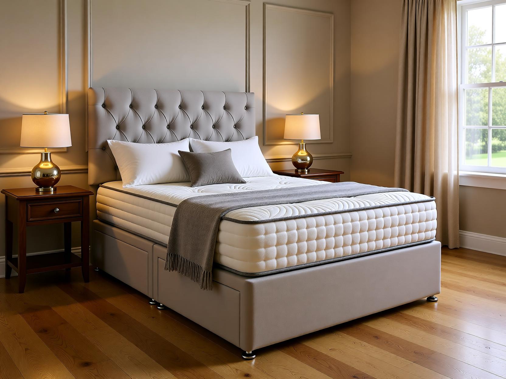 Windsor Divan Bed Set with Button Headboard | Sleep Comfi Beds - Sleepcomfibeds